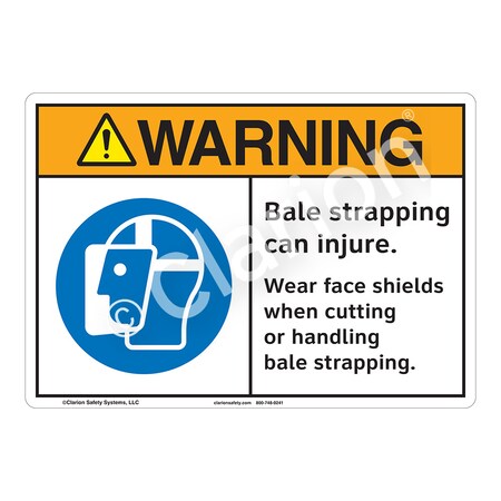 ANSI/ISO Comp. Warning Bale Strapping Safety Signs Indoor/Outdoor Flexible Polyester (ZA) 12x18